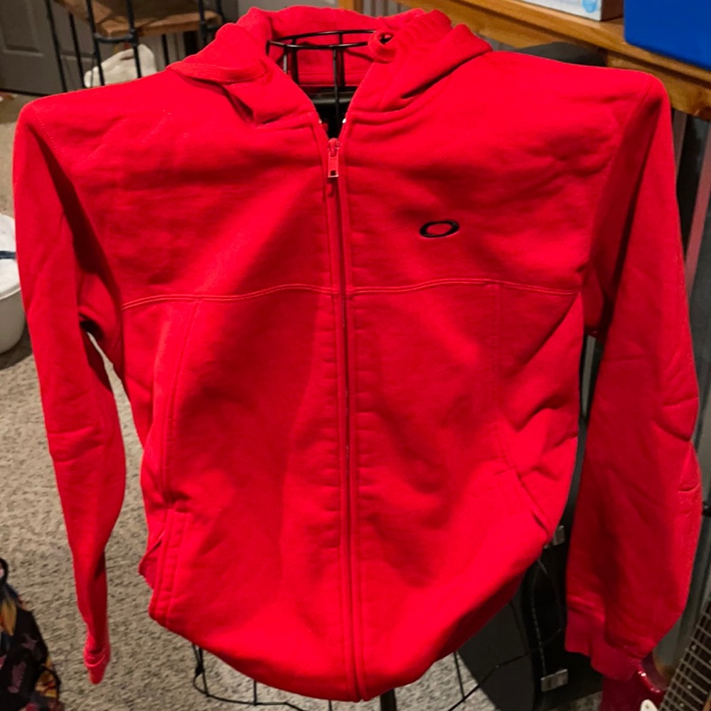 Men’s Red Oakley Performance Zip Up Hoodie Jacket Red Men’s Medium M